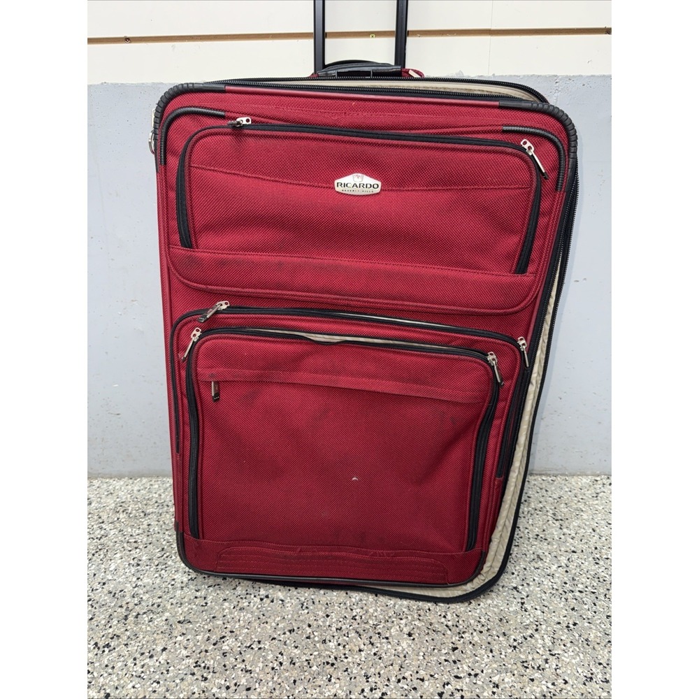 Ricardo Beverly Hills Red Soft Side Luggage‎ Check-In Expandable Large 28" NICE